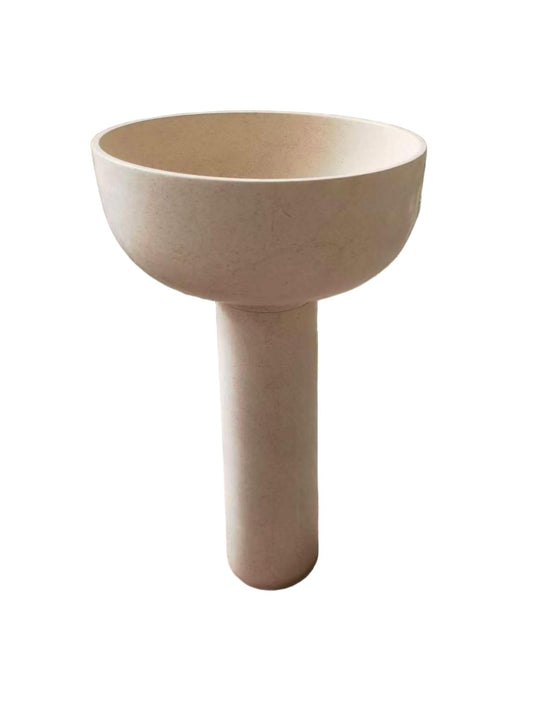 Flared natural stone beige bathroom pedestal basin SP1058