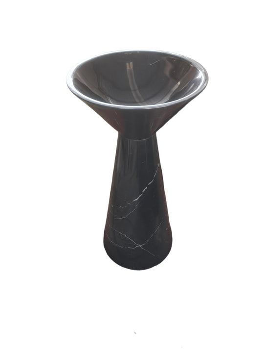 Flared natural stone black bathroom pedestal basin SP1059