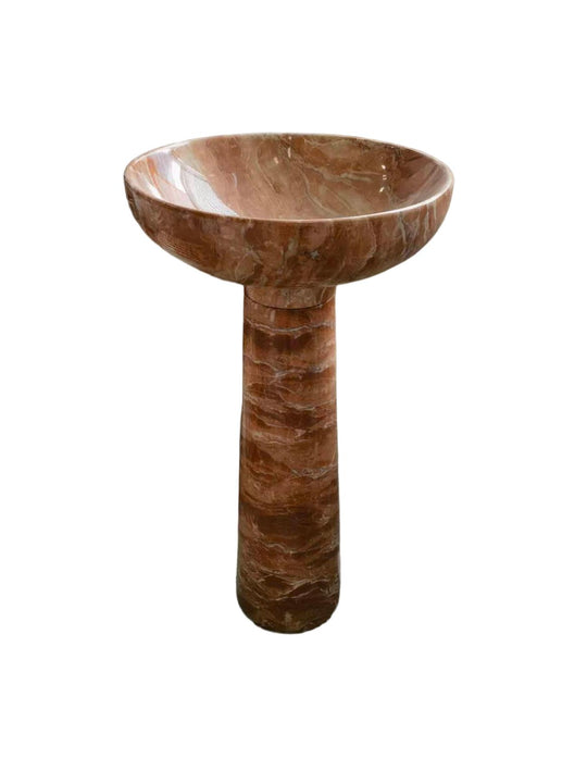 Flared natural stone brown bathroom pedestal basin SP1060