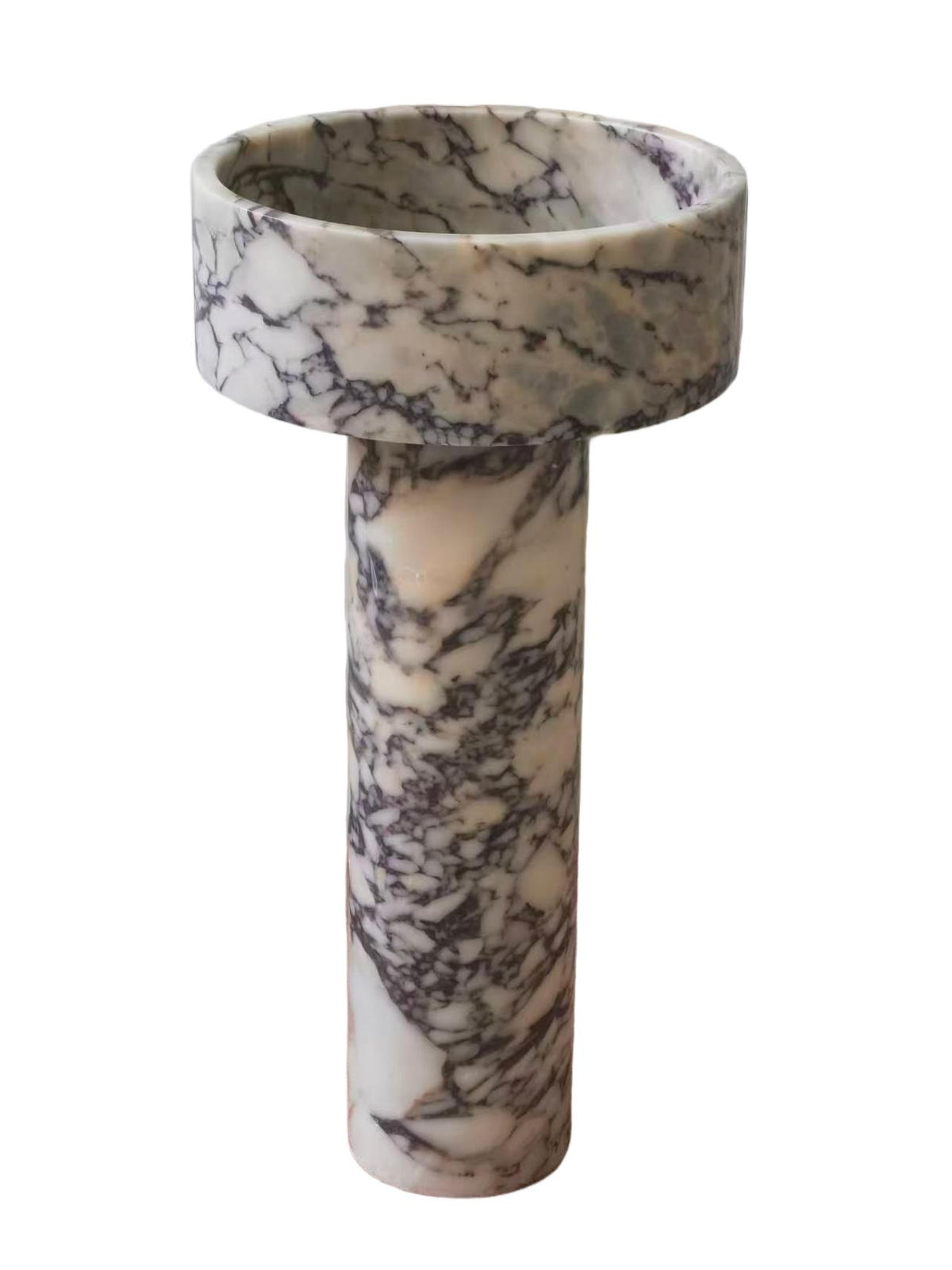 Flared natural stone white bathroom pedestal basin SP1061