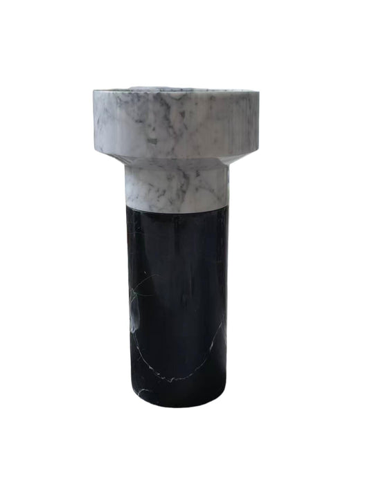Cylinder natural stone black bathroom pedestal basin SP1063