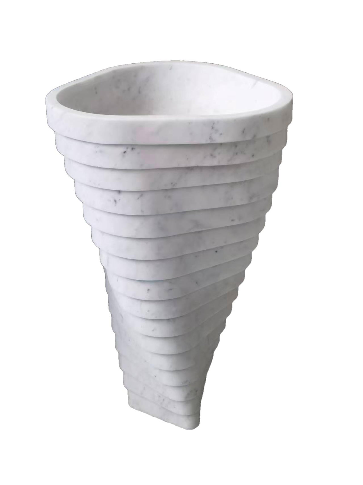 Carved natural stone white bathroom pedestal basin SP1065