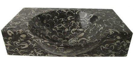 Rectangular natural stone black bathroom vessel basin SP113B