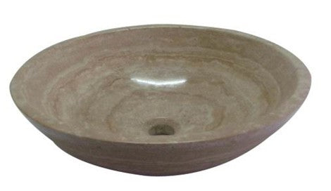 Round natural stone beige bathroom vessel basin SP149