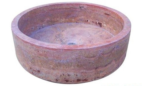 Round natural stone brown bathroom vessel basin SP165