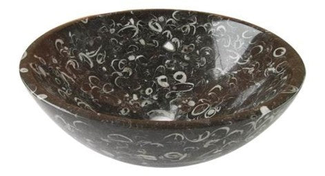 Round natural stone black bathroom vessel basin SP178