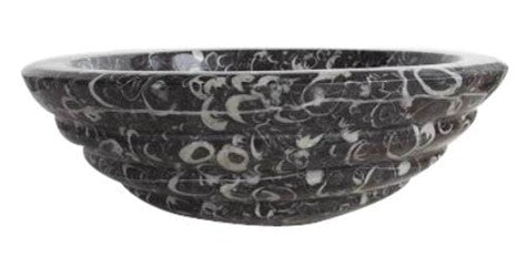Round natural stone black bathroom vessel basin SP179