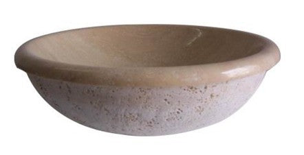 Round natural stone beige bathroom vessel basin SP180