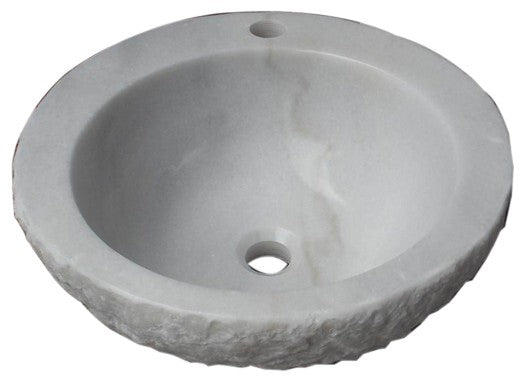 Round natural stone white bathroom vessel basin SP226