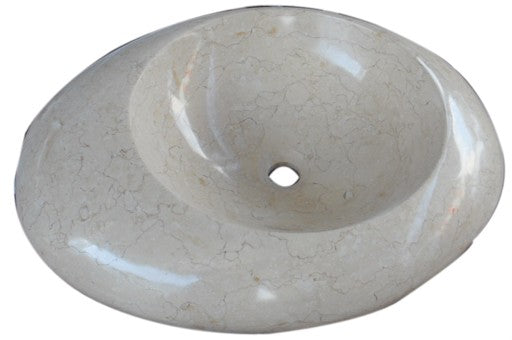 Round natural stone beige bathroom vessel basin SP230