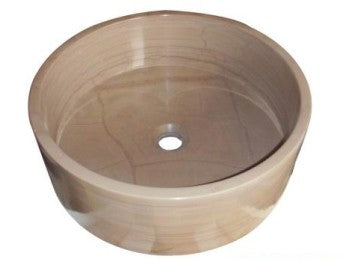 Round natural stone beige bathroom vessel basin SP278