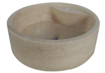 Round natural stone beige bathroom vessel basin SP283