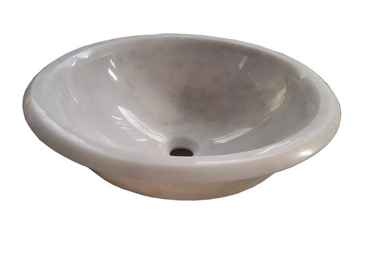 Oval natural stone white bathroom vessel basin SP503