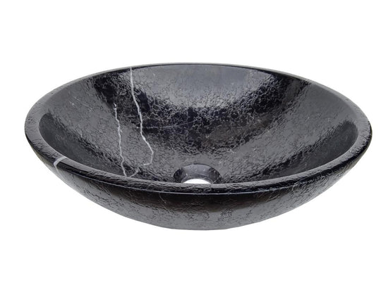 Round natural stone black bathroom vessel basin SP516