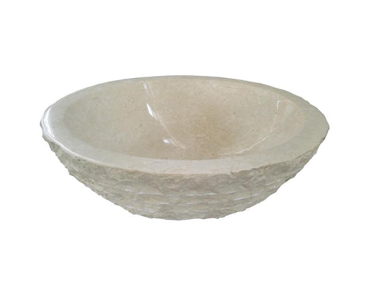 Round natural stone beige bathroom vessel basin SP526