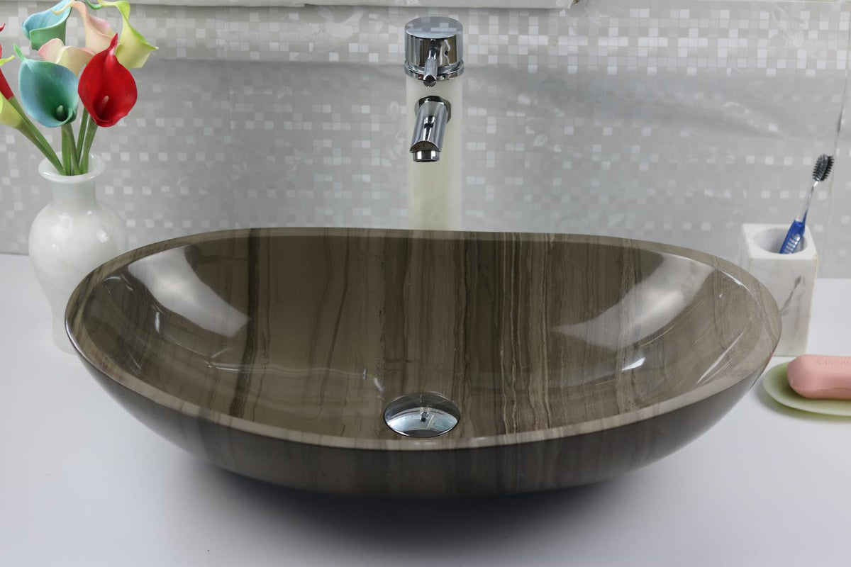 Specialty natural stone grey bathroom vessel basin SP527