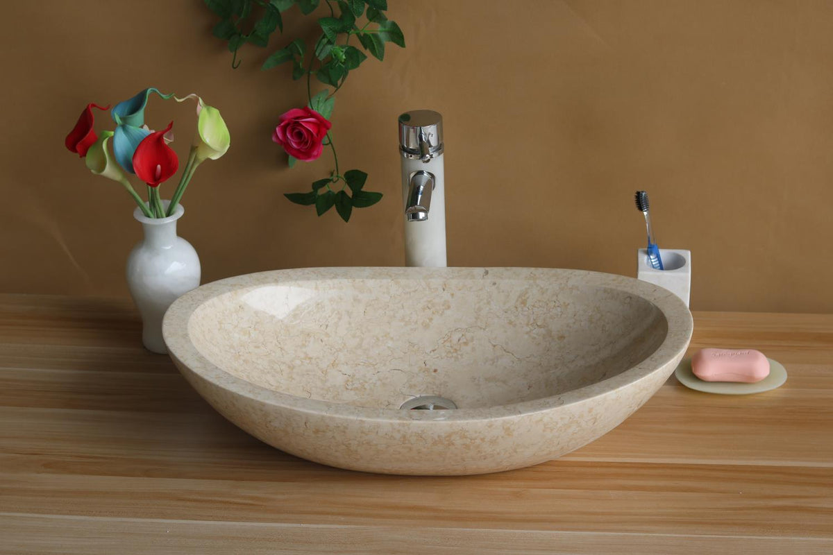 Specialty natural stone beige bathroom vessel basin SP531