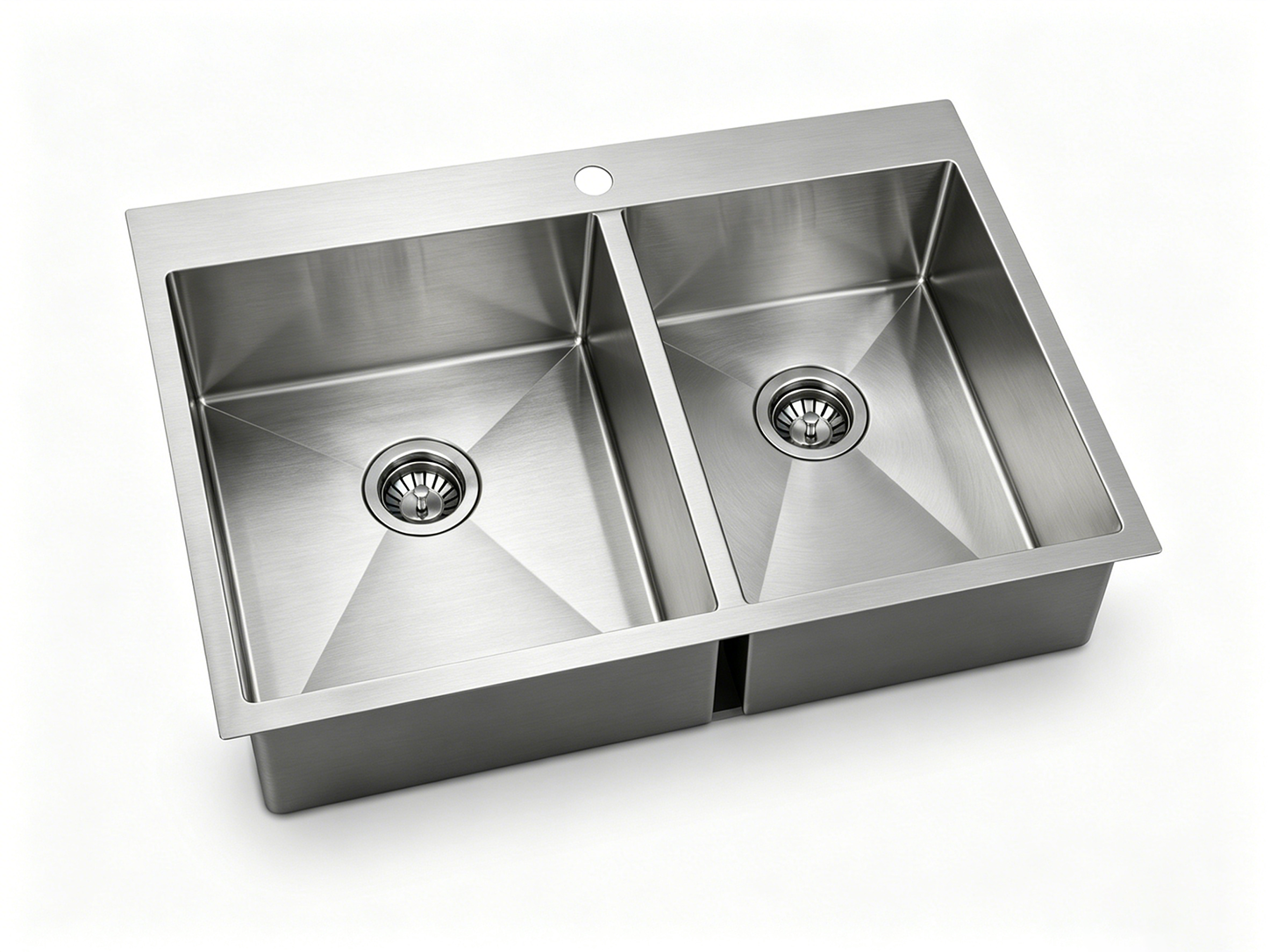 Double-bowl drop-in stainless steel kitchen sink