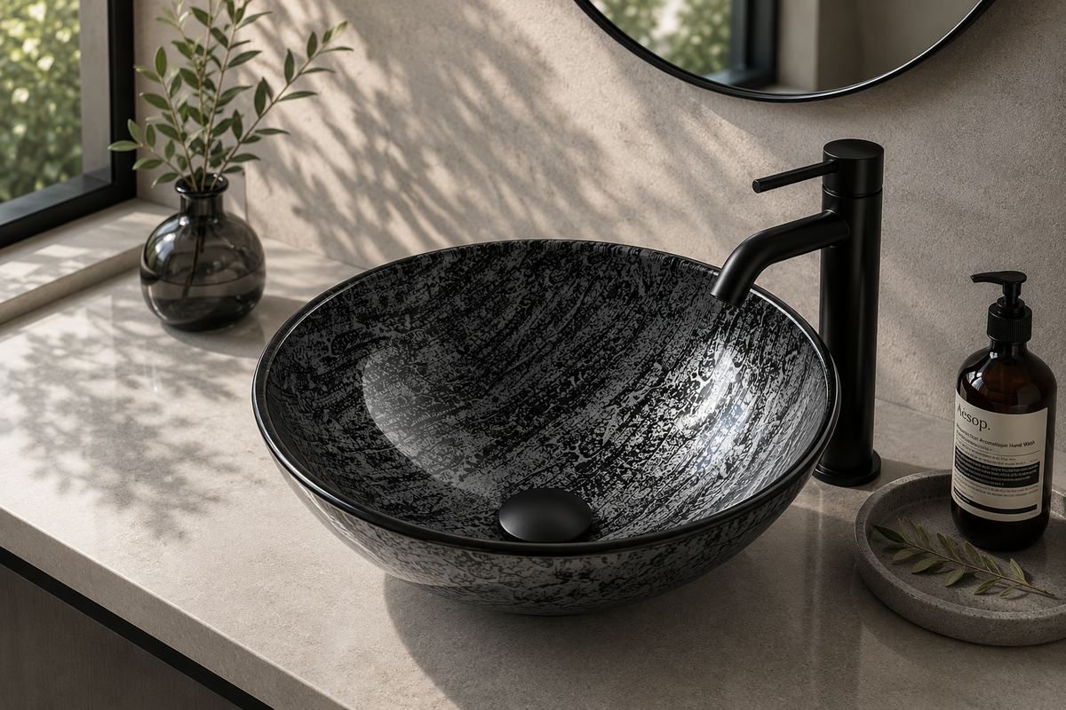 Titanium Glass Vessel Bathroom Sink GL007 — SANIKB