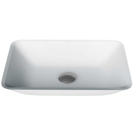 White Frosted Rectangular Glass Vessel Bathroom Sink GL023 — SANIKB