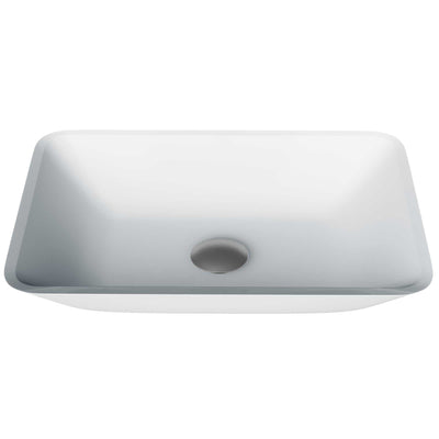 White Frosted Rectangular Glass Vessel Bathroom Sink GL023 — SANIKB