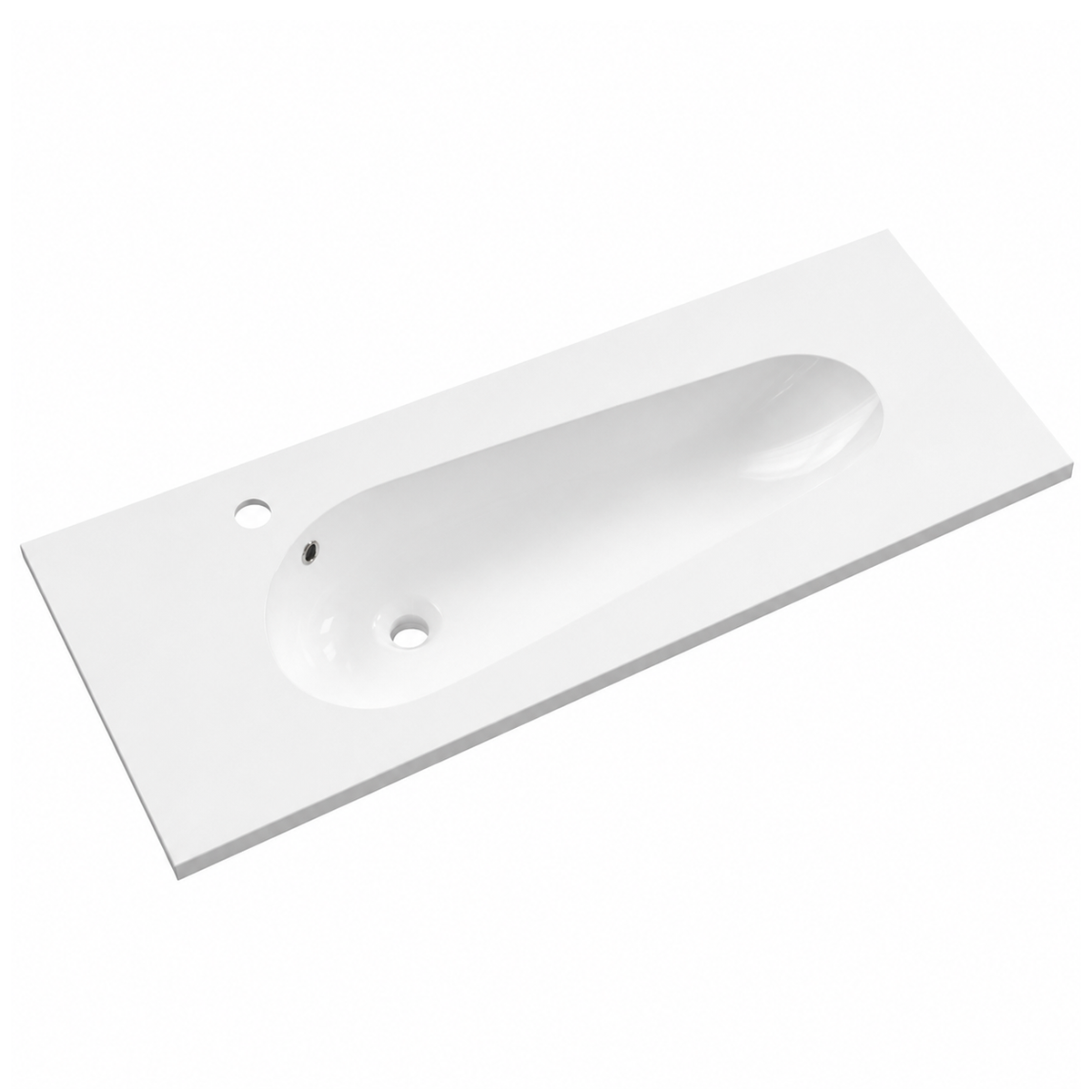 Slim Oval Solid Surface Vanity Top Basin with Integrated Shallow Bowl YSD1210 – 1210 × 460 × 168 mm