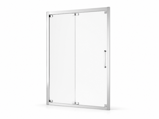 Z-82 folding shower door with Chrome hardware and clear 8mm glass, front product view