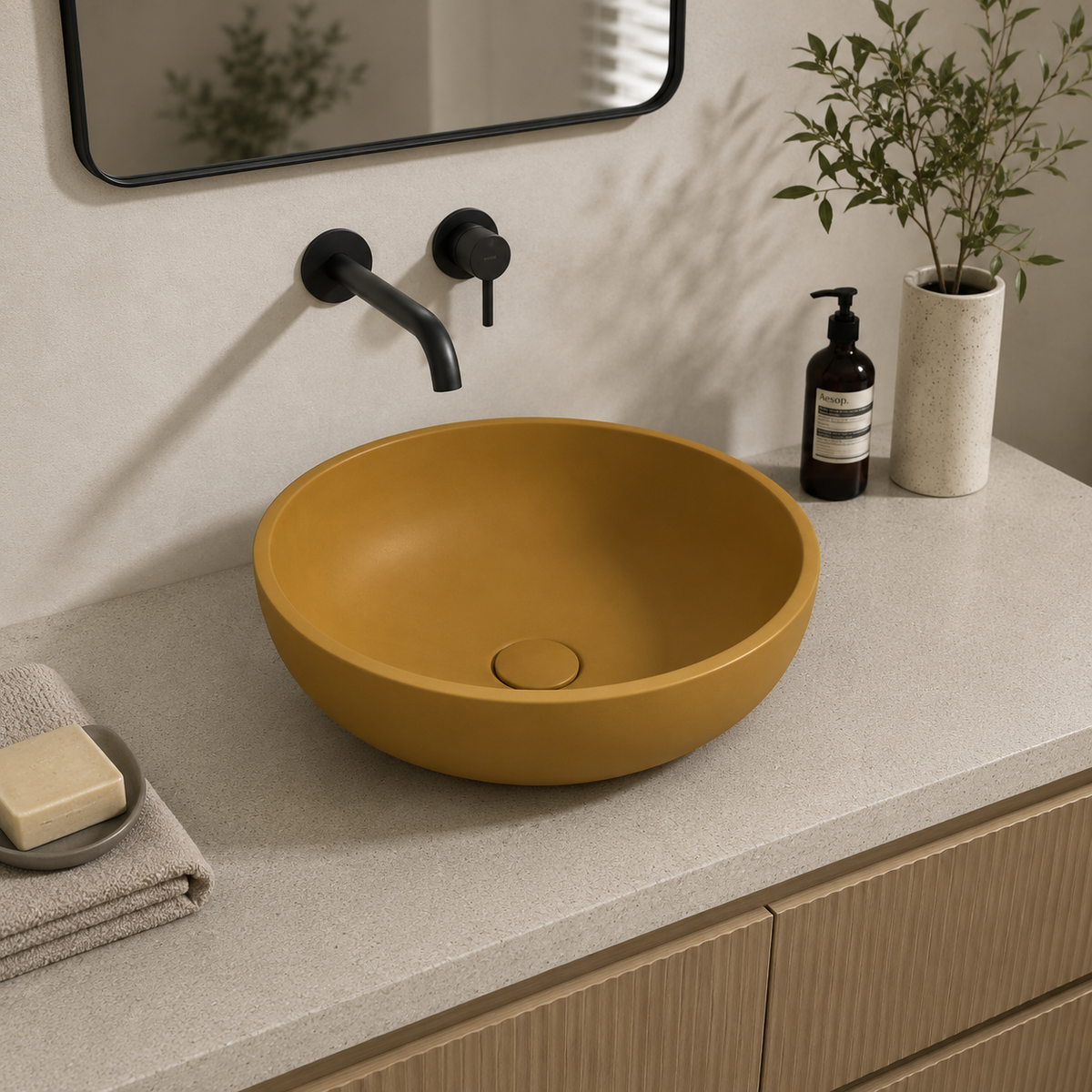 Deep Round Concrete Vessel Basin C0051