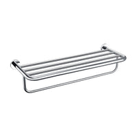 Wall-Mounted Polished Chrome Towel Rack with Bar