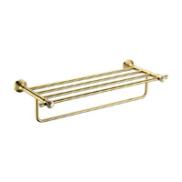 Wall-Mounted Polished Gold Towel Rack with Bar