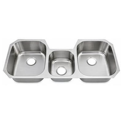 SANIKB 11853A — 46-3/4" Triple Bowl Undermount Sink, Two 15-3/4" Plus One 10-7/8"