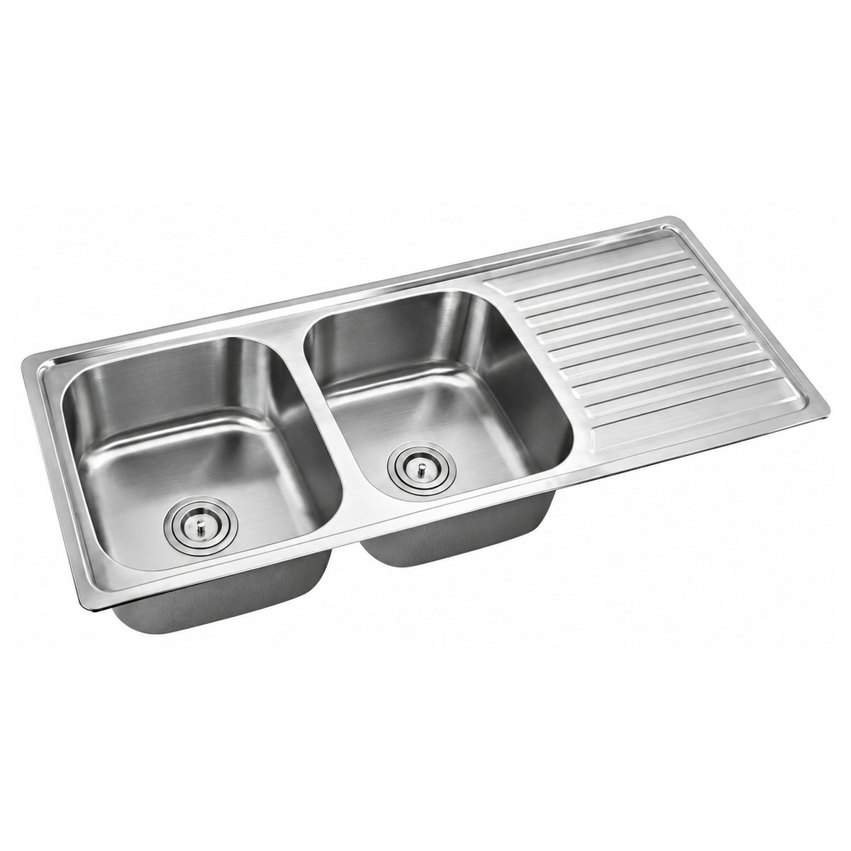 SANIKB 12048DB — Twin Equal Double Bowl Drop-In Kitchen Sink with Drainboard 47x19