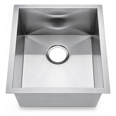 SANIKB 17199S — Narrow 17x19 Zero-Radius Undermount Single Bowl Kitchen Sink, 16G