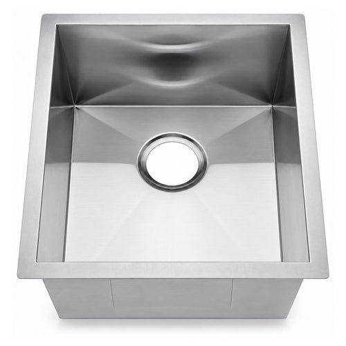 SANIKB 17199S — Narrow 17x19 Zero-Radius Undermount Single Bowl Kitchen Sink, 16G