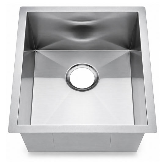 SANIKB 17199S — Narrow 17x19 Zero-Radius Undermount Single Bowl Kitchen Sink, 16G