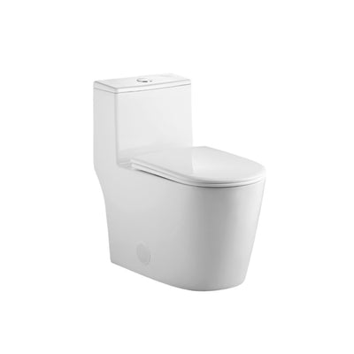 SANIKB 1978 — Siphon Jet One-Piece Toilet, 1.28 GPF, 12-Inch Rough-In, Fully Glazed Trapway