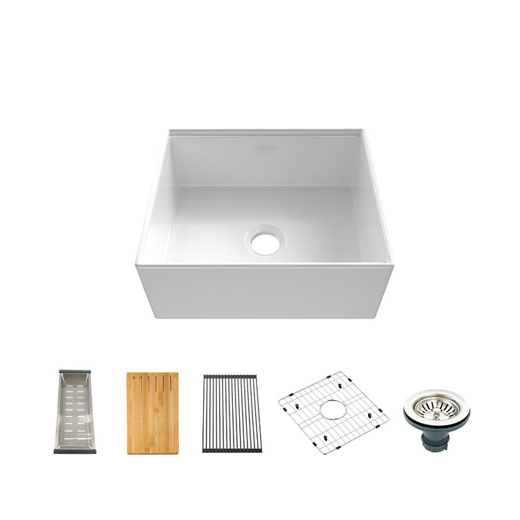 24 inch single bowl smooth workstation fireclay farmhouse sink - SANIKB SN100W2420