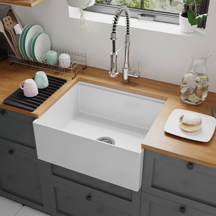 24 inch single bowl smooth workstation fireclay farmhouse sink - SANIKB SN100W2420
