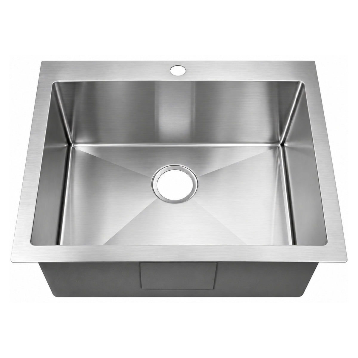 SANIKB 25229S-T — 93° Sharp-Edge Top Mount Single Bowl Kitchen Sink 25x22, 6-10 Inch Dee