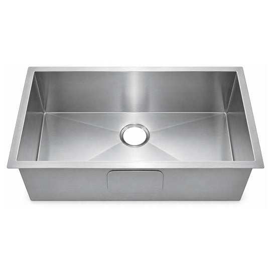 SANIKB 301810S — Zero-Radius 30x18 Undermount Single Bowl Kitchen Sink, 28-Inch Basin