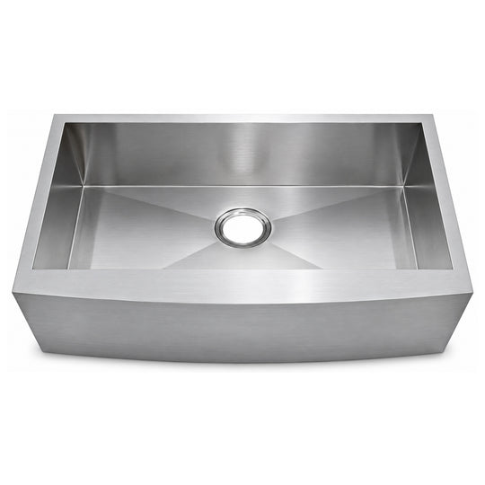 SANIKB 302010S — 30-Inch Zero-Radius Apron Farm Sink, 28x16 Single Bowl, 304 Steel