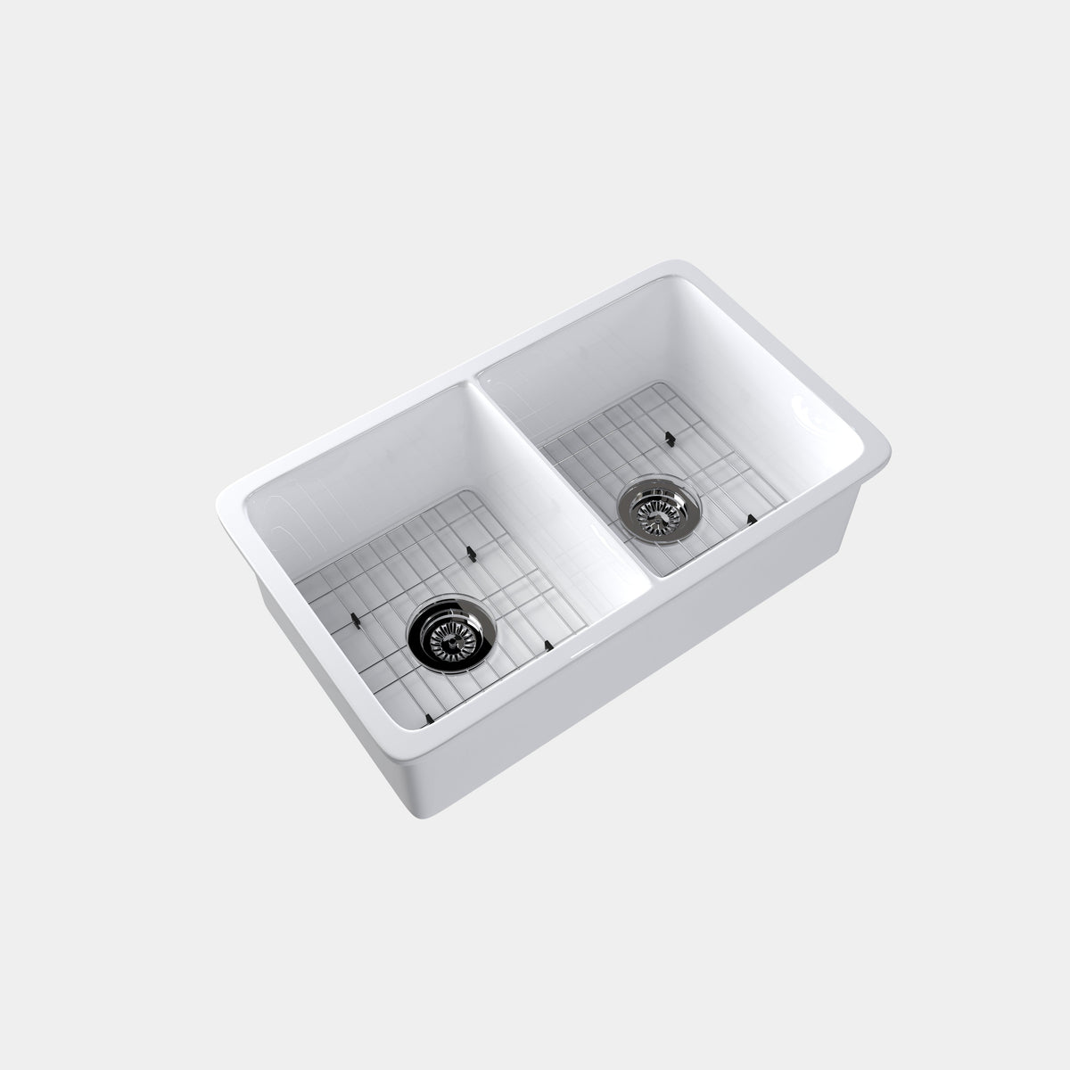 32 inch double bowl smooth fireclay farmhouse sink - SANIKB SN3219D