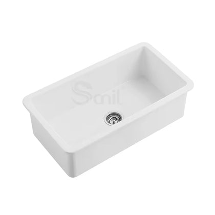 32 inch single bowl smooth fireclay farmhouse apron sink - SANIKB SN3219