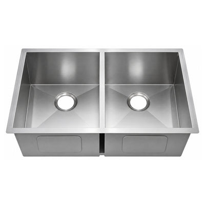 SANIKB 321910D — Double Bowl Undermount Kitchen Sink 32x19, 90-Degree Zero Radius
