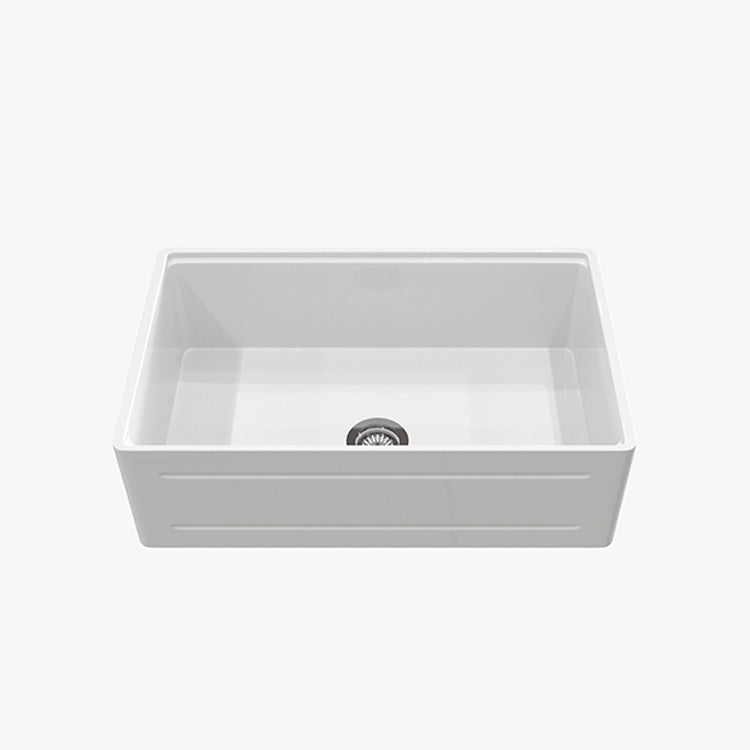 33 inch single bowl recessed workstation fireclay farmhouse sink - SANIKB SN102W3320
