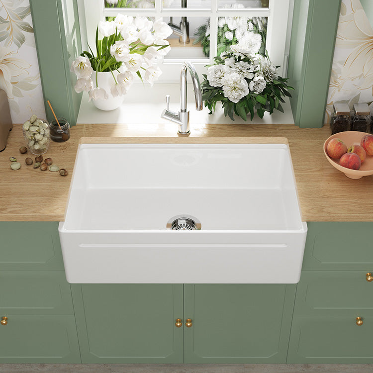 33 inch single bowl reversible workstation fireclay farmhouse sink - SANIKB SN101W3320