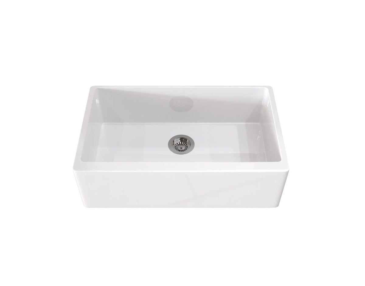 SN106-3320 smooth apron fireclay sink angle view