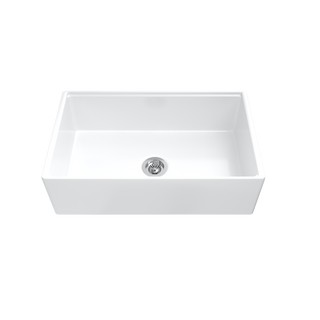 33-inch single-bowl smooth-apron fireclay farmhouse sink in white — SANIKB SN3320S
