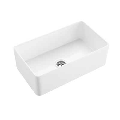 33 inch single bowl smooth fireclay farmhouse apron sink - SANIKB SN3318