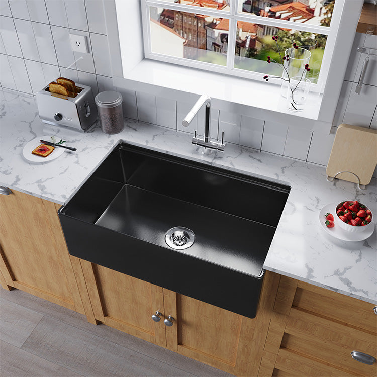 33 inch single bowl smooth workstation fireclay farmhouse sink - SANIKB SN100W3320